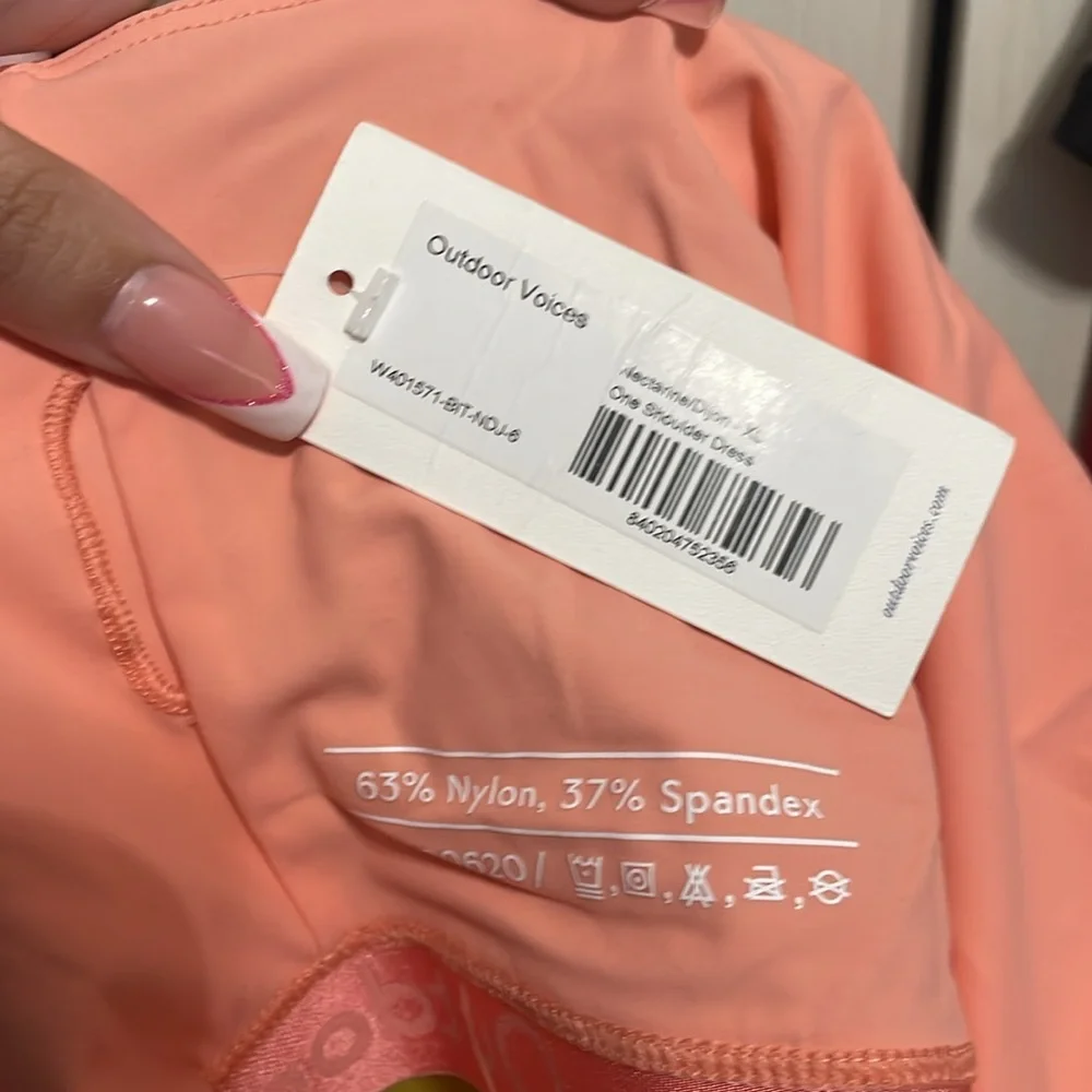 💙💖 NWT Outdoor Voices One Shoulder Colorblock Dress in Nectarine/Dijon - Picture 7 of 7